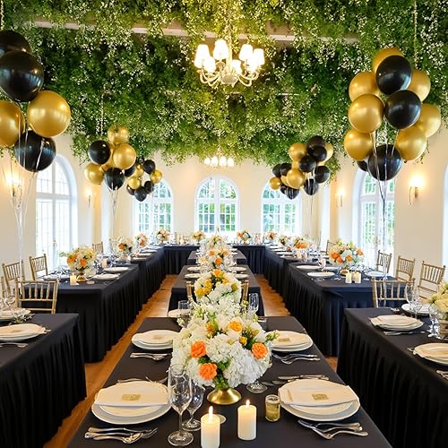 Miniatura 4 de Faldas de mesa negras para mesas rectangulares de 6 pies, funda de elastano para mesas de 6 pies, mantel elástico, lavable, resistente a las