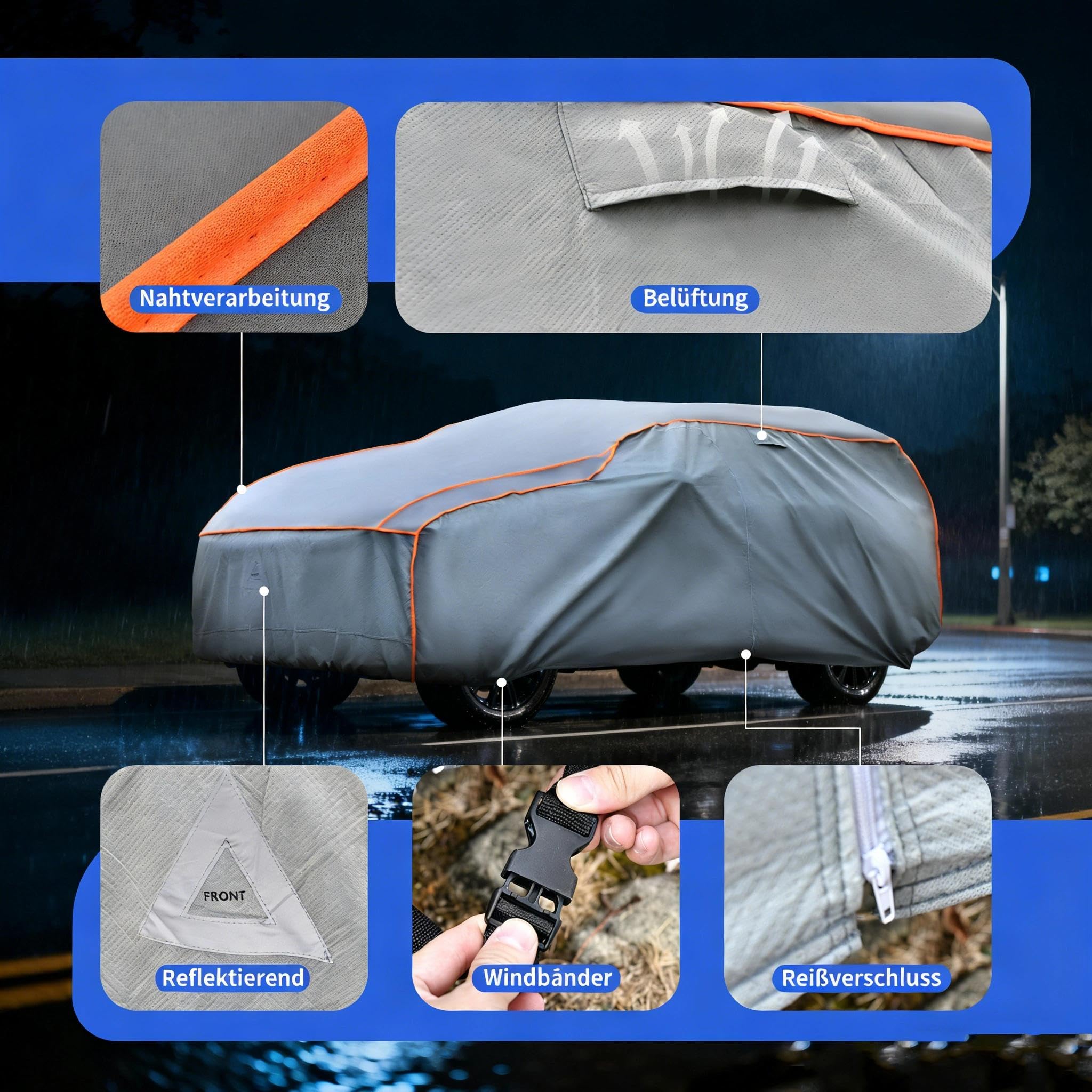 Hagelschutzplane, Auto Abdeckplane, Autogarage Für Draußen, wasserdichte Autoplane, Windfeste PKW Abdeckung, Lackschonende Hagelschutz Autoplane, SUV Hagelschutzgarage(SUV/ 450 - max. 480 cm Länge)