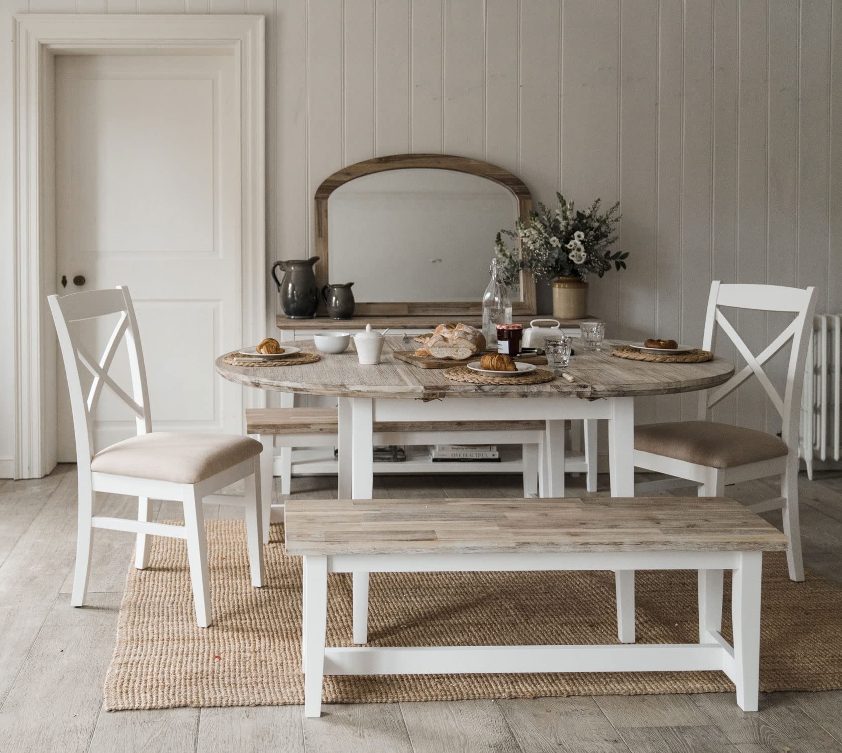 Florence Extending Dining Table Round Oval Kitchen Table Pine Wood