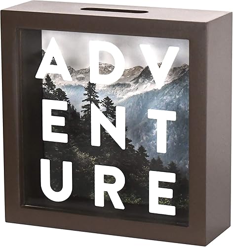 Miniatura 3 de Adventure Money Savings - Alcancía para adultos, caja de ahorros para niños, tarro de cambio de caja de madera de 6 x 6 pies, color marrón