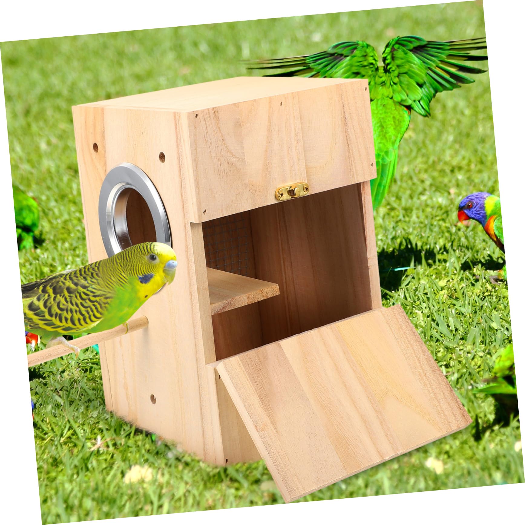 Yardwe Nid D’Oiseau en Bois, Boîte D’élevage Carrée, Lieu de Repos Confortable pour Canaris et Alouettes, Usage Intérieur