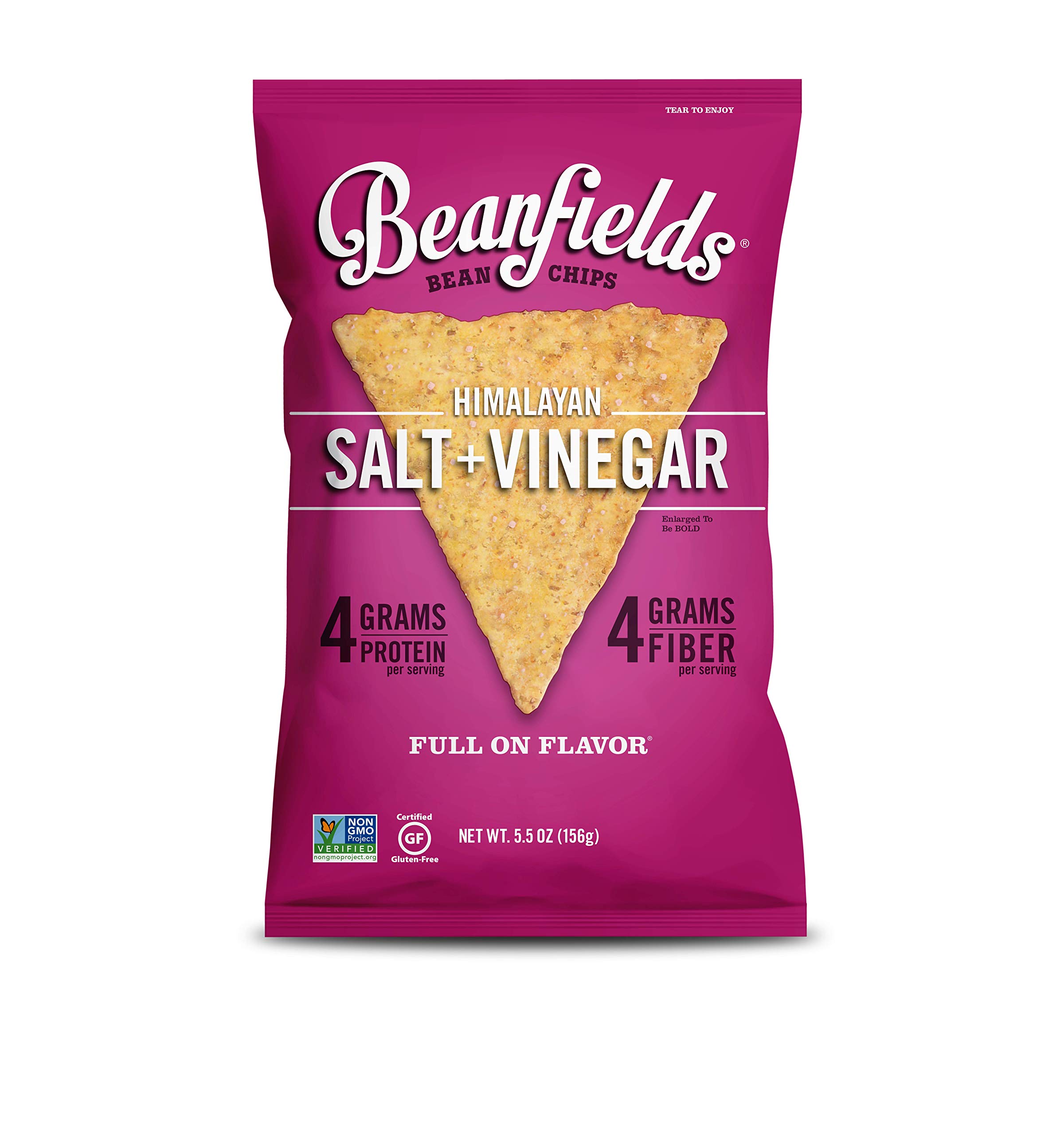 Beanfields Bean Chips, High Protein and Fiber, Gluten Free, Vegan Snack, Himalayan Salt + Vinegar, 5.5 Ounce (Pack of 6)