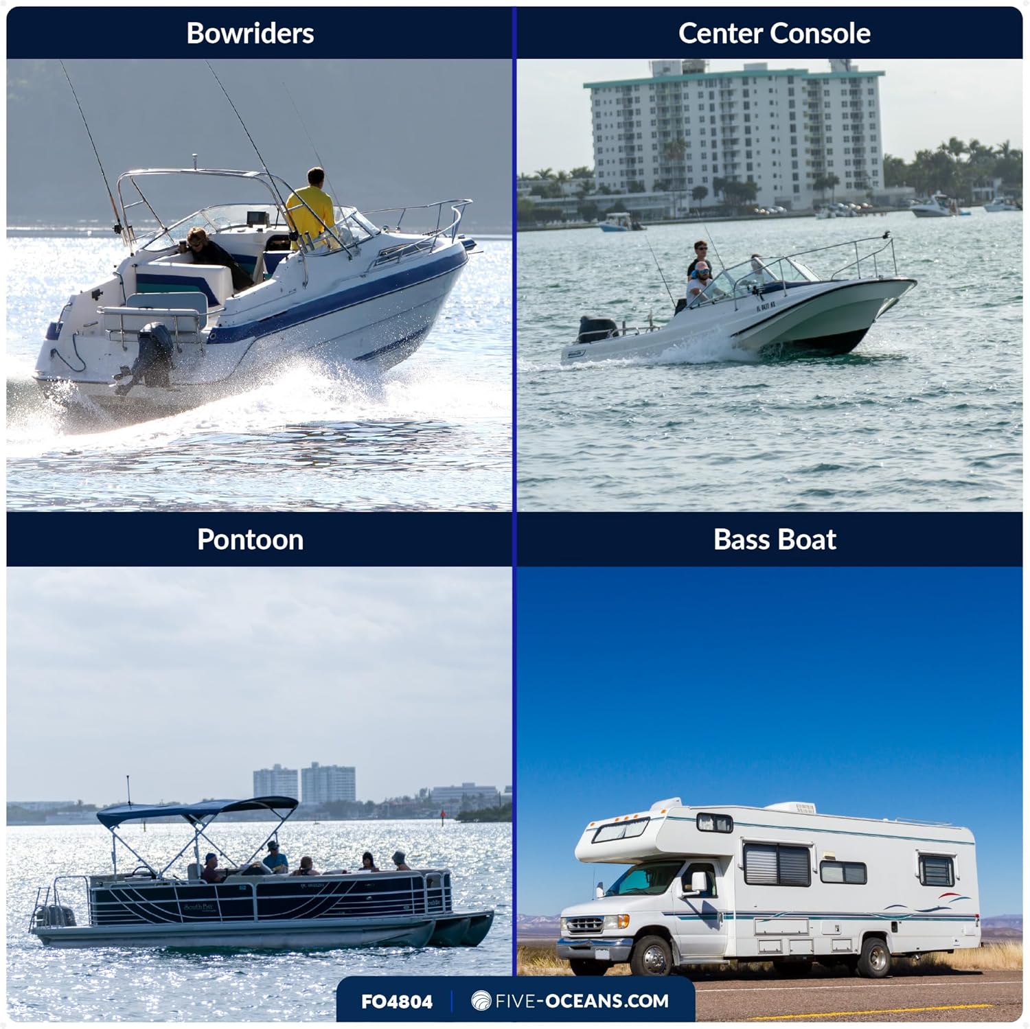 Five Oceans LED Bimini Top Light with Push On-Off Switch, Warn White LED - Waterproof Marine Light with Stainless Steel Cover for Boat Cockpit and Deck - FO4804