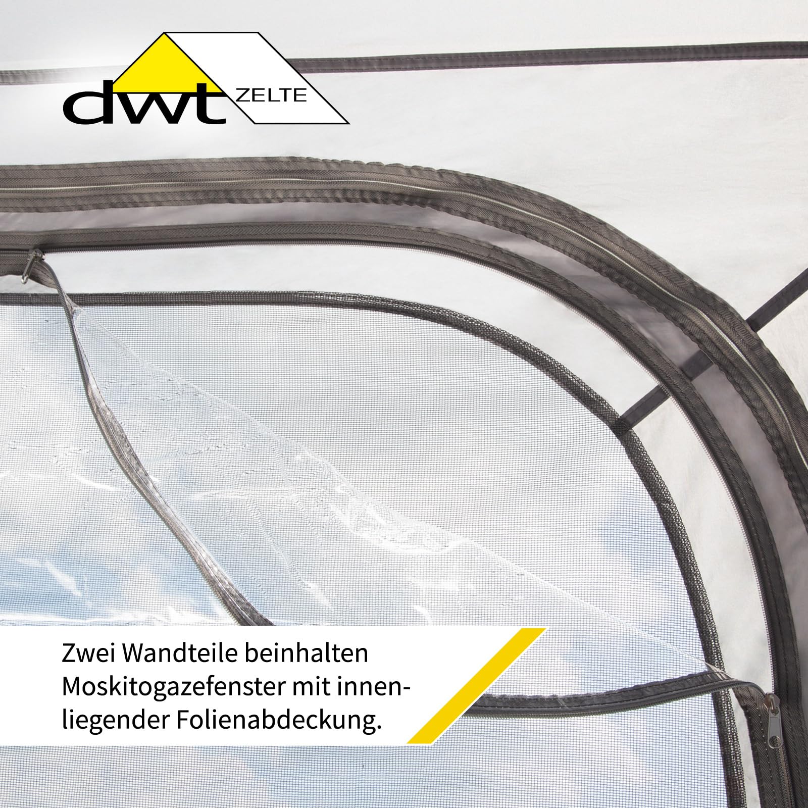 DWT Camping-Pavillon Relax Air, aufblasbar mit Seitenwänden, 350 x 350 x 225 cm, inkl. Pumpe und Abspannmaterial, Kurzreisen