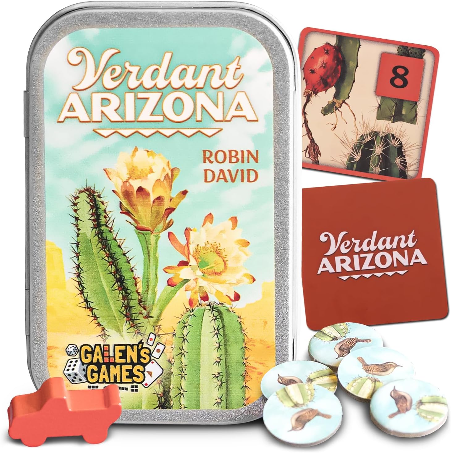 Galen's Games Verdant Arizona Interactive Mint Tin Strategy Card Game for Adults & Teen, Compact Travel & Camping Board Games, Quick Portable Play for Family Game Night Fun, 1-2 Players, Ages 12+