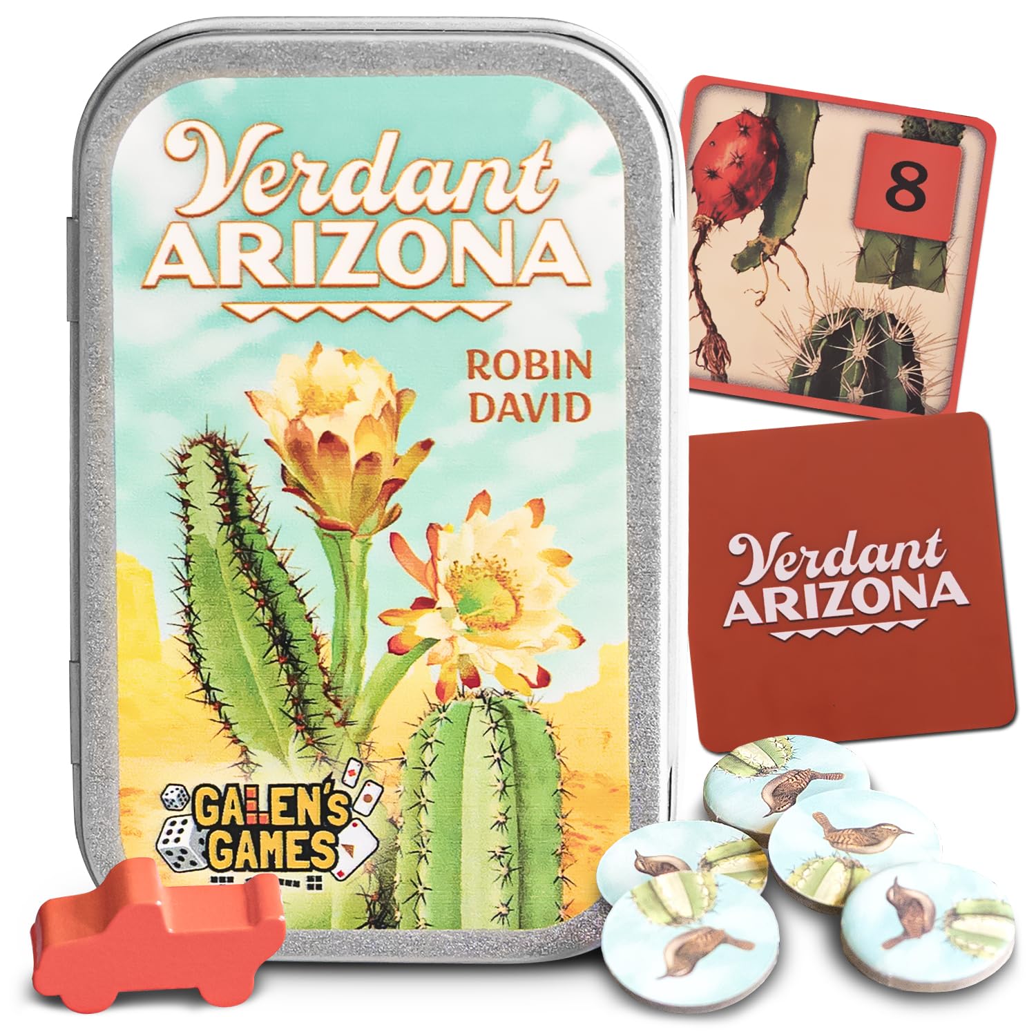 Galen's Games Verdant Arizona Interactive Mint Tin Strategy Card Game for Adults & Teen, Compact Travel & Camping Board Games, Quick Portable Play for Family Game Night Fun, 1-2 Players, Ages 12+