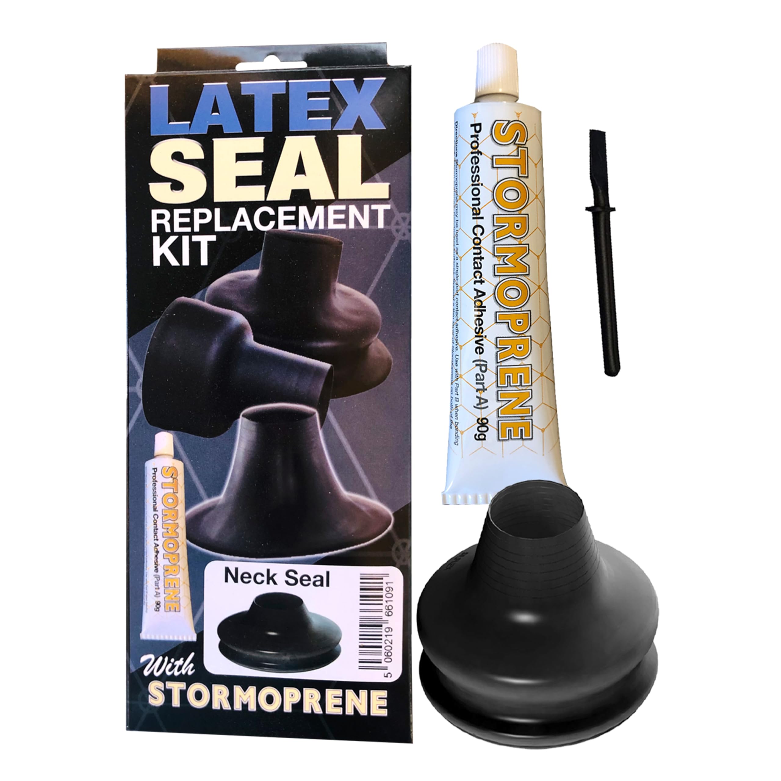 Stormsure Latex-Nackendichtung Austauschset - Neopren-Kontaktkleber Stormoprene (90g) mit Ersatzdichtung