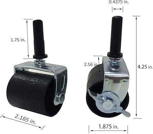 Miniatura 2 de King's Brand - Ruedas giratorias resistentes para marco de cama ~ Juego de 4 ~ (2 bloqueos y 2 sin bloqueo)