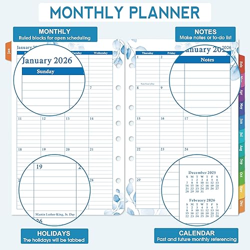 Miniatura 4 de Recambios de planificador 2024-2025  julio 2024  junio 2025, planificador diario y mensual de dos páginas por día, 8.38 x 5.51 pulgadas,