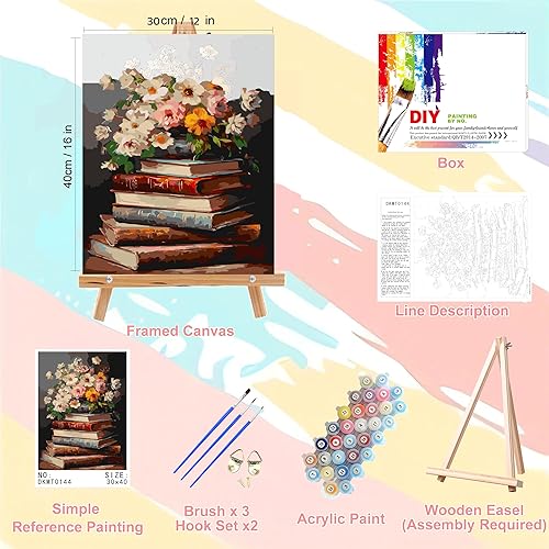 Vista 140 de xackcme Pintura de montaña por números para adultos, pintura de paisaje por número sobre lienzo sin marco, pintura al óleo de paisaje lunar