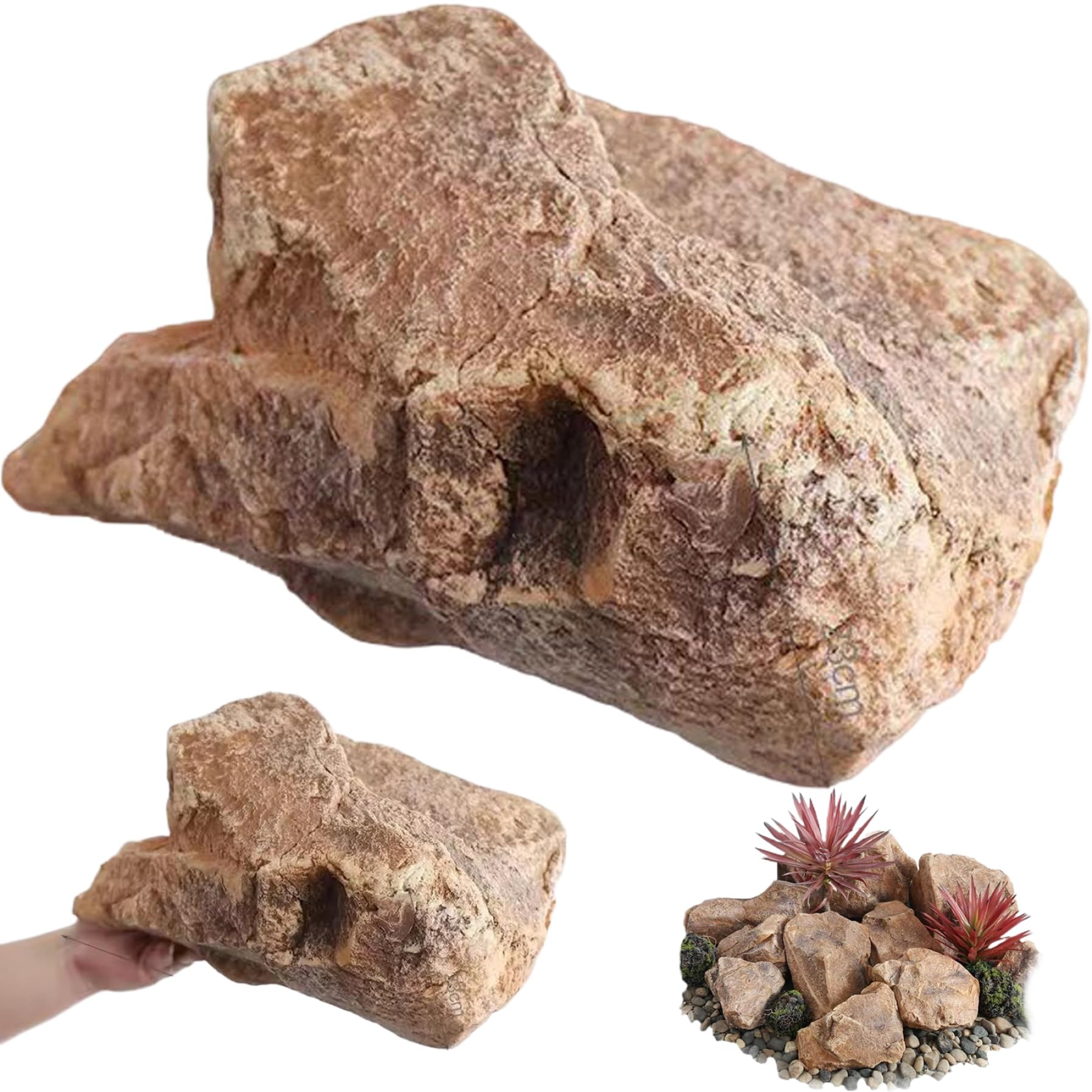 1pc Fake Rock, 13x9,1 Zoll Schaumfälschlicher Stein mit natürlicher Textur, Sandsteinlandschaftsgestein für Garten und Hof Landschaftsbaudekoration