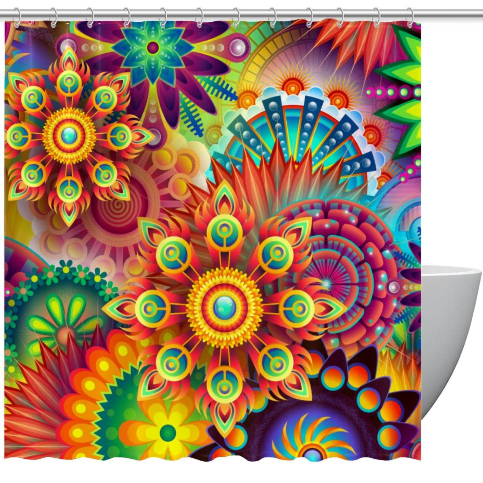 Rideau de douche imprimé floral imperméable anti-éclaboussures 183 cm