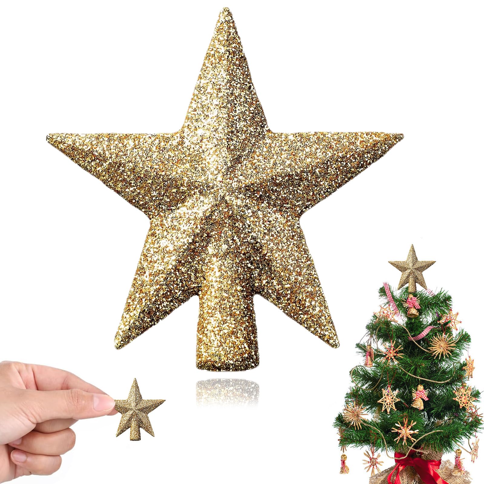 Estrella Arbol Navidad Mini Estrella de la Navidad Topper de Árbol Adornos para la Copa del árbol para Decoración de Árbols de Navidads (Oro I)