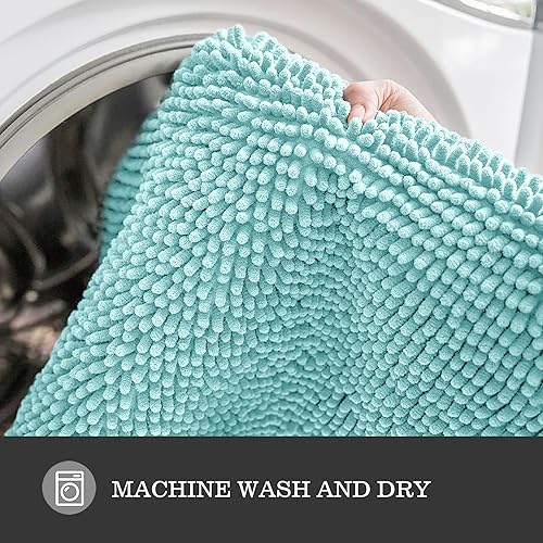 Miniatura 5 de Yeaban 2 tapetes de baño, de felpilla gruesa, absorbentes y lavables, antideslizantes, afelpados y suaves para baño, ducha y fregadero, 17 x 24 + 20