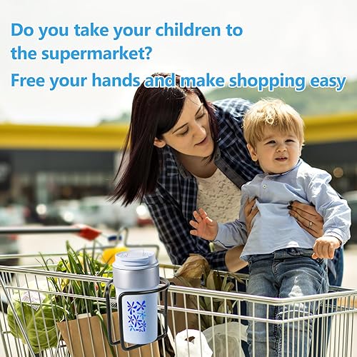 Miniatura 6 de Soporte para tazas de carrito de compras, soporte de taza colgante para carritos de compras, negro, acero inoxidable para colgar taza de café, tazas