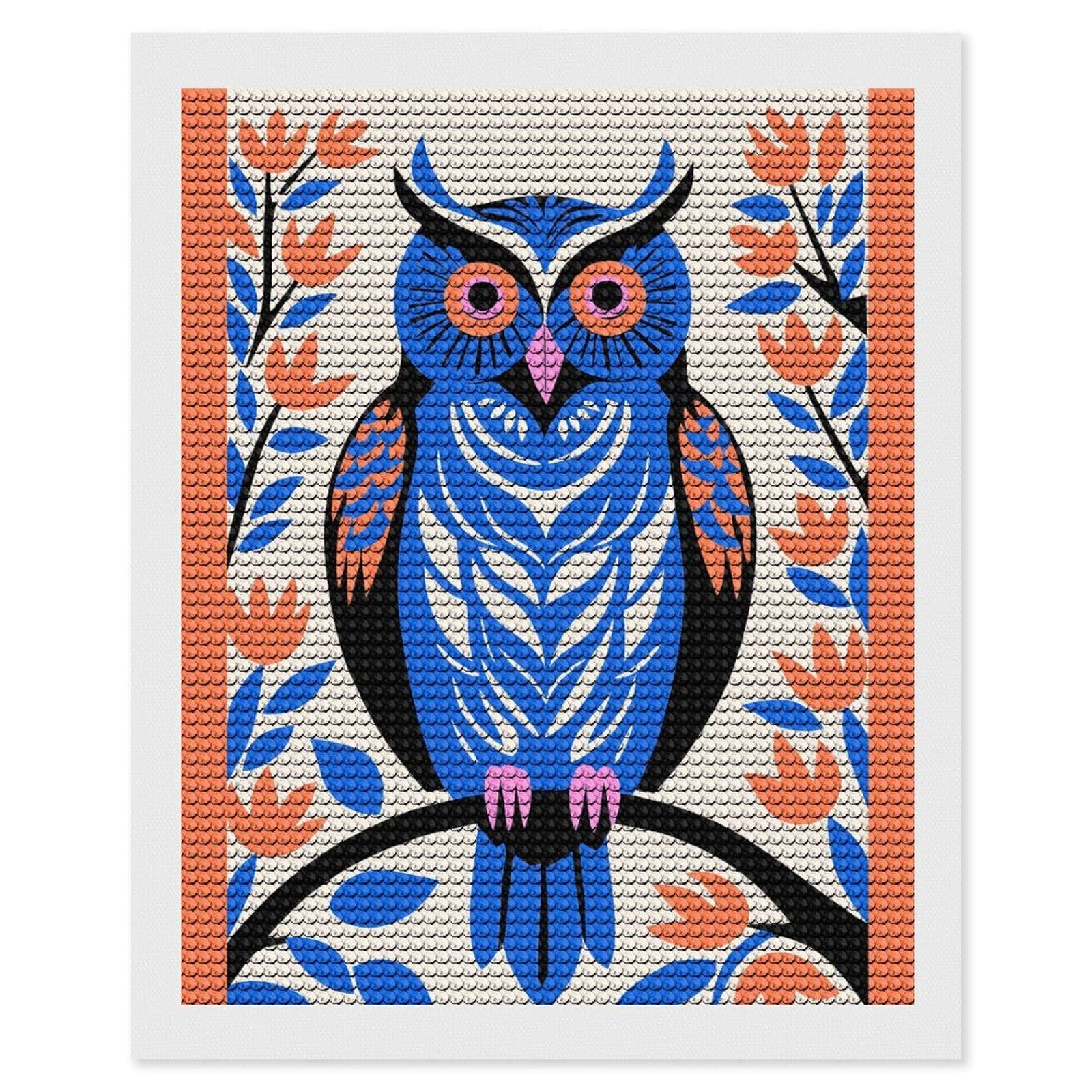 Junmoney Bohemian Colorful Owl Diamond Art Kit 16"x20", Neat Printed Canvas, Finish and Display, Relaxing DIY Hobby, Living Room Decor