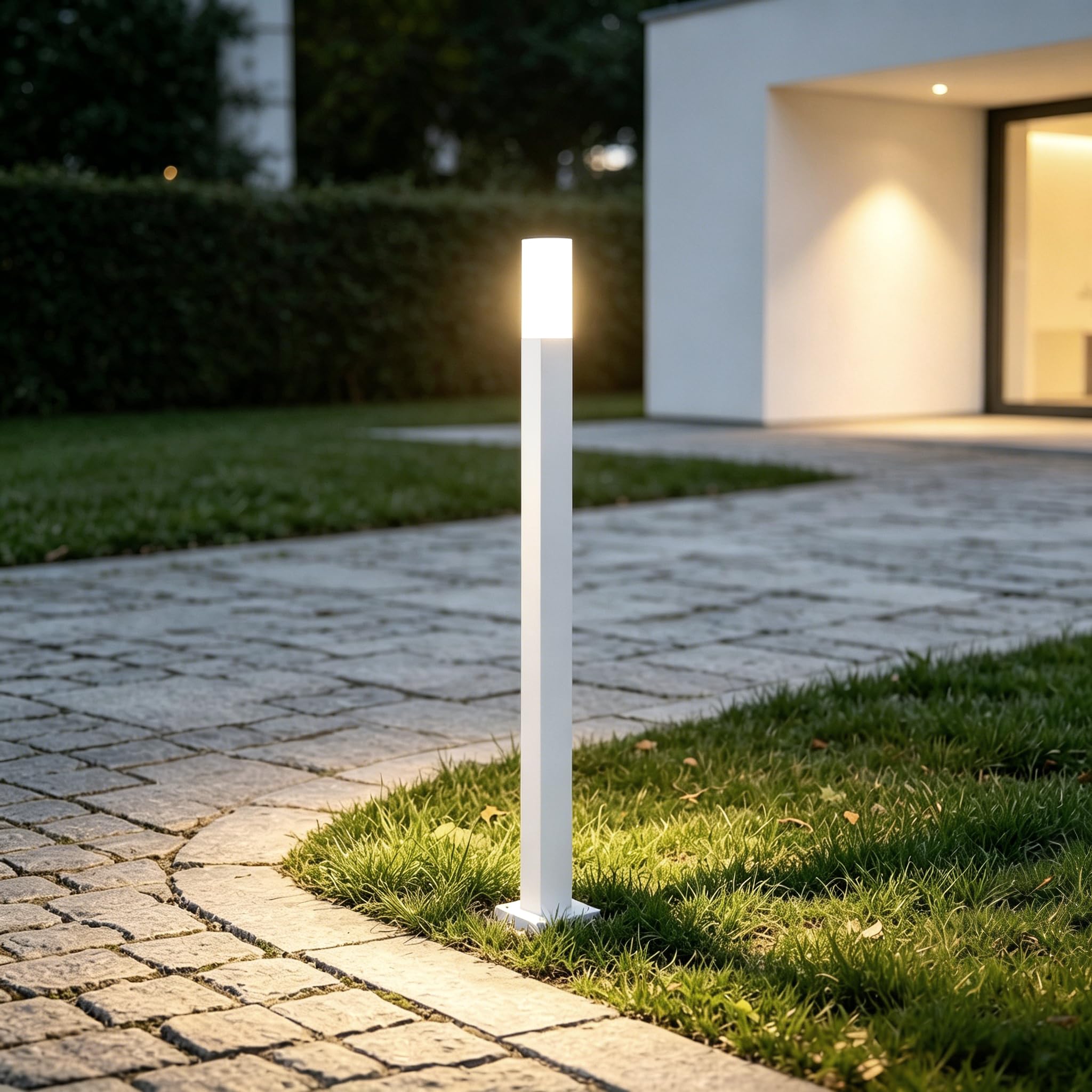 Mai & Mai Wegeleuchten Außen Strom 80cm Pollerleuchte IP65 3000K | Gartenlampen für Draußen Strom, 3W Außenleuchte Stehlampe für Gartenweg, 38x38x806mm, Sandweiß, Deus Lumina