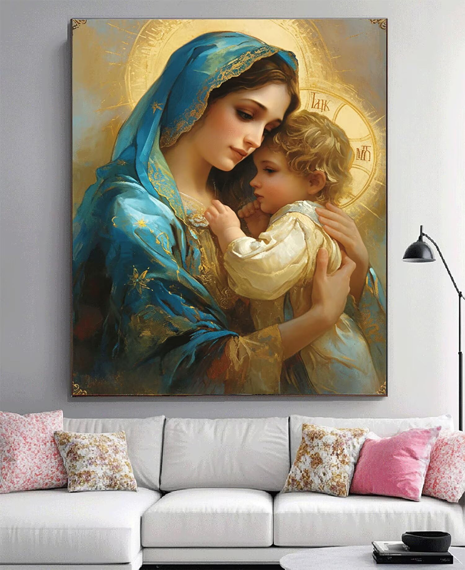 Malowanie diamentami Duże 90 x 60 cm Panna Maryja Malarstwo diamentowe Kompletny zestaw, DIY Matka Mozaika Rhinestone Malarstwo Diament Kryształ Sztuka Diamentowe Obrazy Kreatywne Koraliki dla