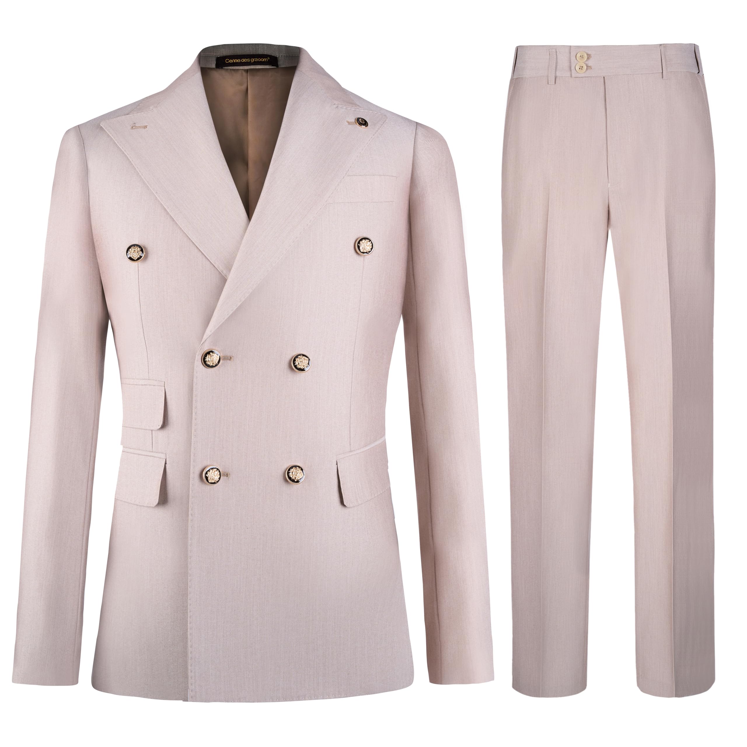 Men's Slim Fit 2 Piece Suit Double Breasted Business Wedding Prom Tuxedo Suits Blazer & Pants Set…