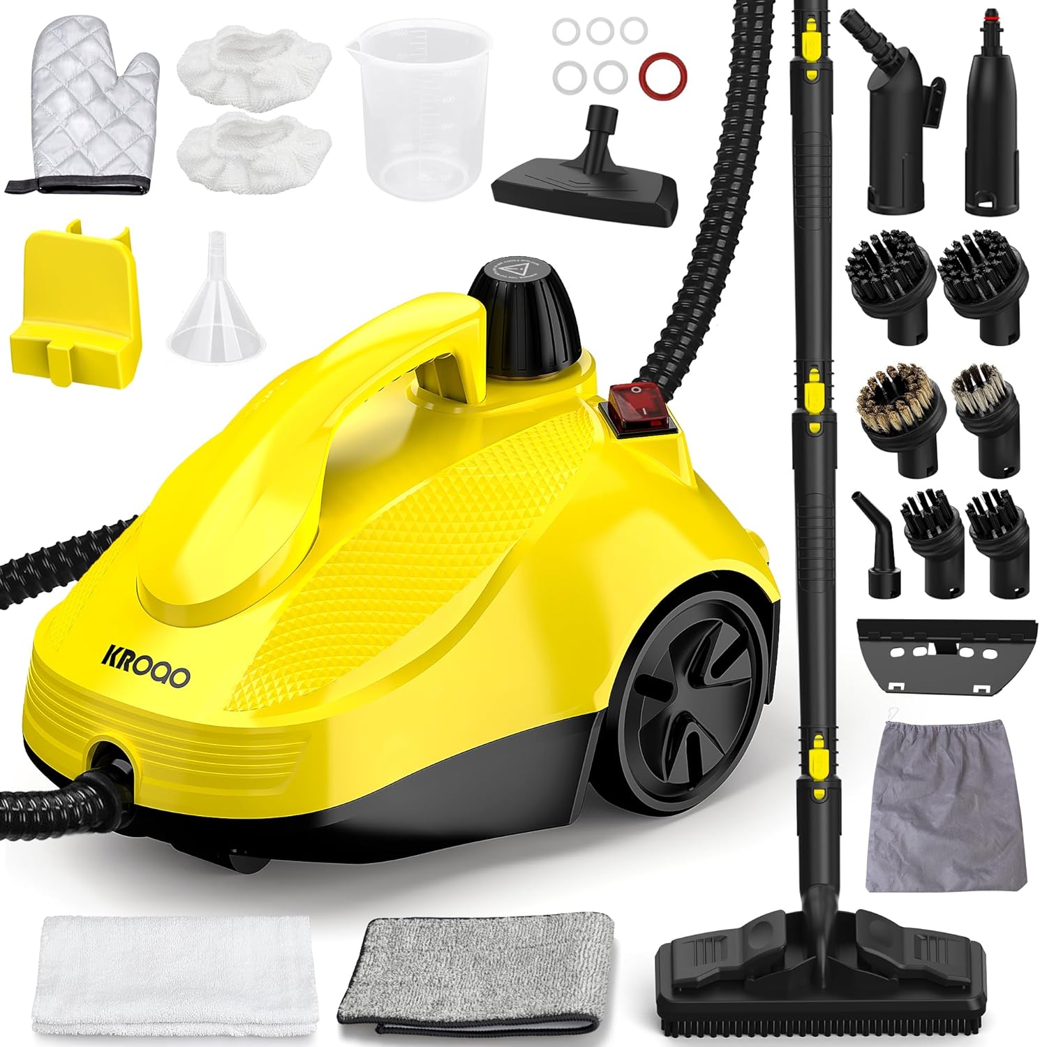 Steam Cleaner For Home, Steam Mop with 23 Accessories, Powerful Multipurpose Steamer for Cleaning to Remove Grime, Grease, 16.4ft Power Cord, Grout, Floor. Sofas, Upholstery