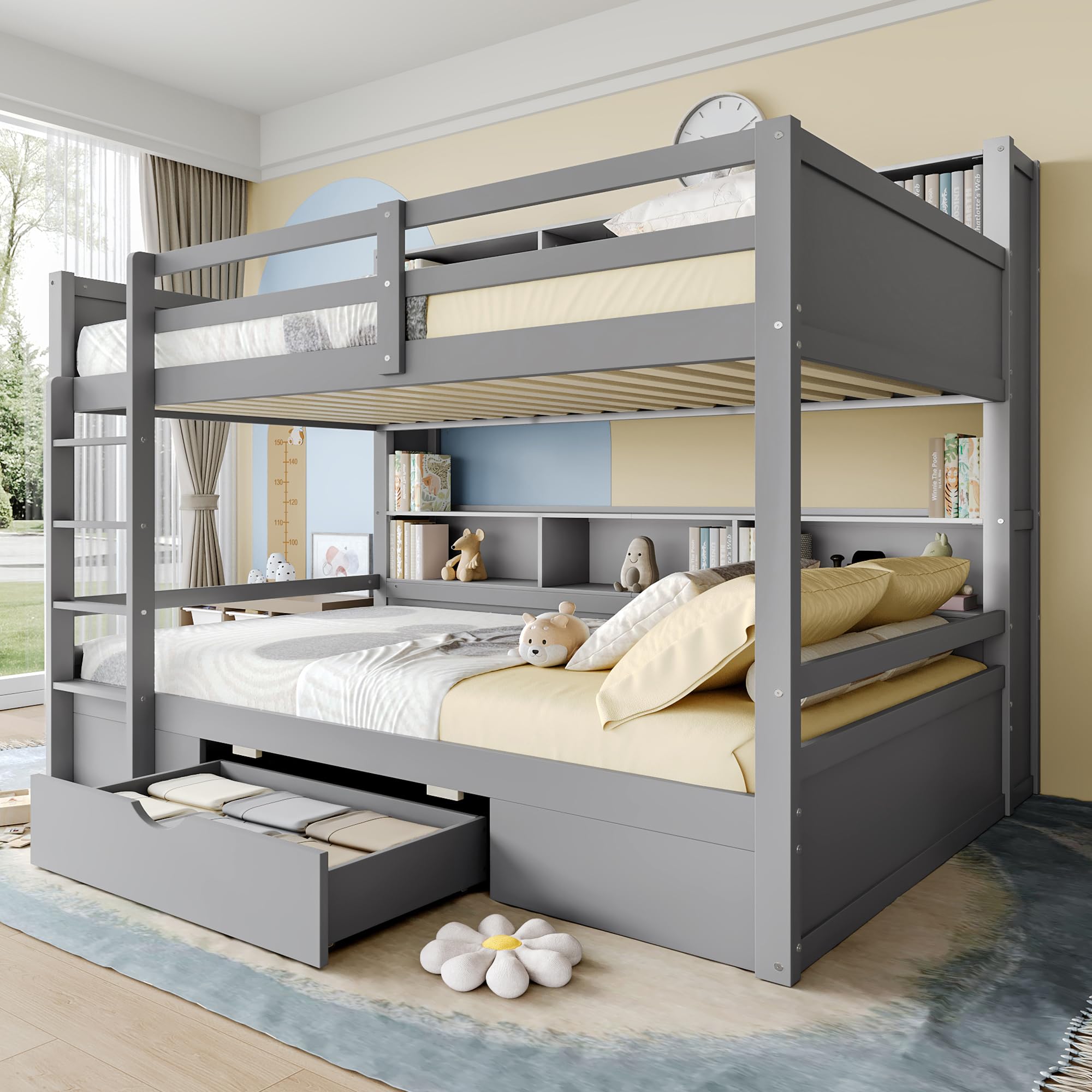 Letto A Castello Per Bambini 90x200 + 140x200 – Con Scale Portaoggetti, Armadio E Tavolino – Struttura In Legno - 4