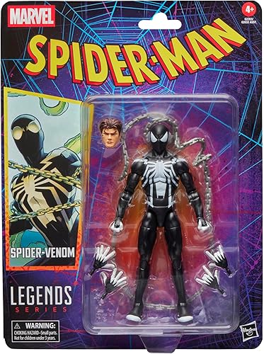 Marvel Legends Series Spider-Venom, Retro Cardback Spider-Man Comics Figura de acción coleccionable a escala de 6 pulgadas