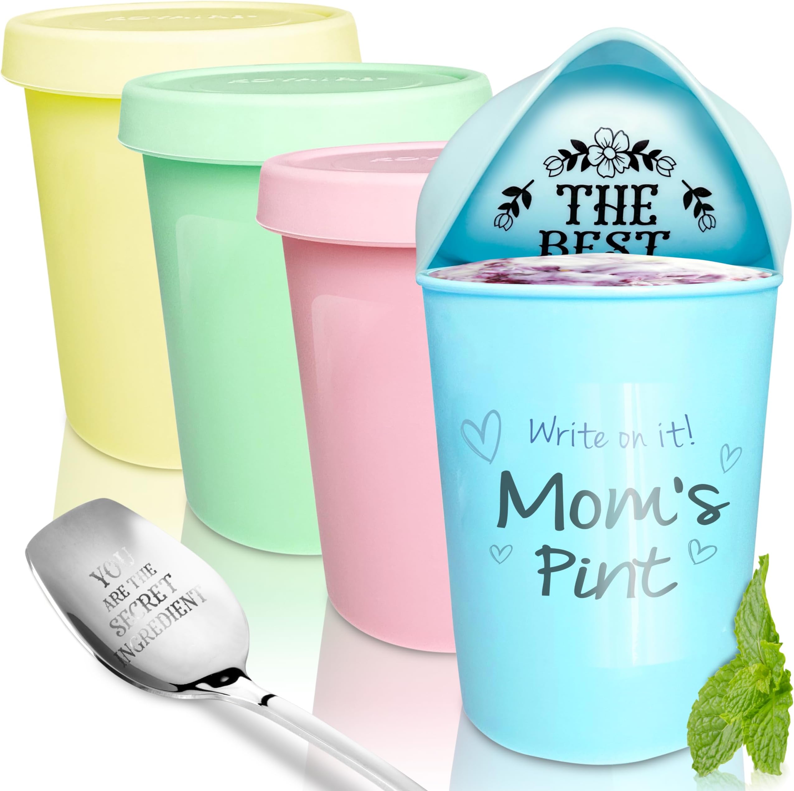 Glowcoast Ice Cream Containers With Lids 16 oz Pint