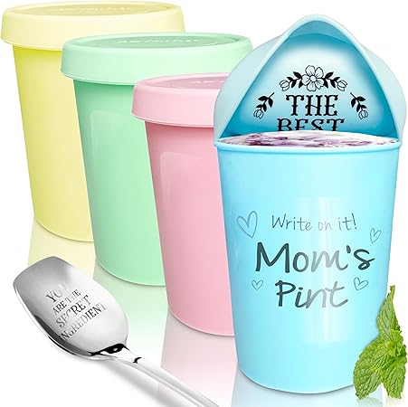 KOYAIRE Pint Ice Cream Containers for Homemade Ice Cream (16oz.
