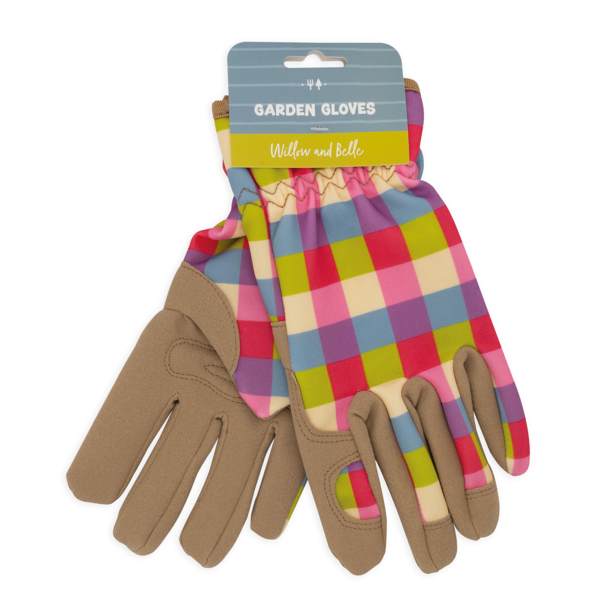 Robert Frederick Guantes de jardinería para mujer, talla única, diseño de cuadros rosados, acolchados con puños elásticos