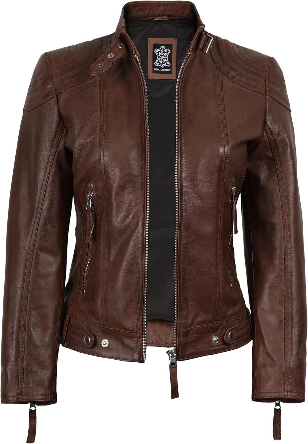 Blingsoul Leather Jacket Women - Real Lambskin Womens Leather Jackets with Detachable Hood - Image 2