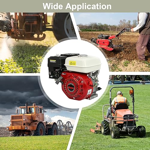 Vista 43 de Motor de gas de 7.5 HP, motor de gasolina de grado industrial de 4 tiempos, 210 CC OHV, eje horizontal, retroceso/arranque de tracción, motor