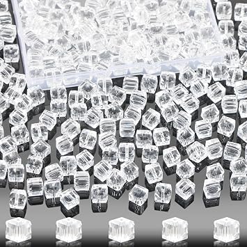 200 Pcs 4mm Cube Crystal Glass Beads for Jewelry Making, Square Crystal Beads with Box, Crystal Spacer Beads for DIY Craft Bracelets Charms Wind Chimes Transparent