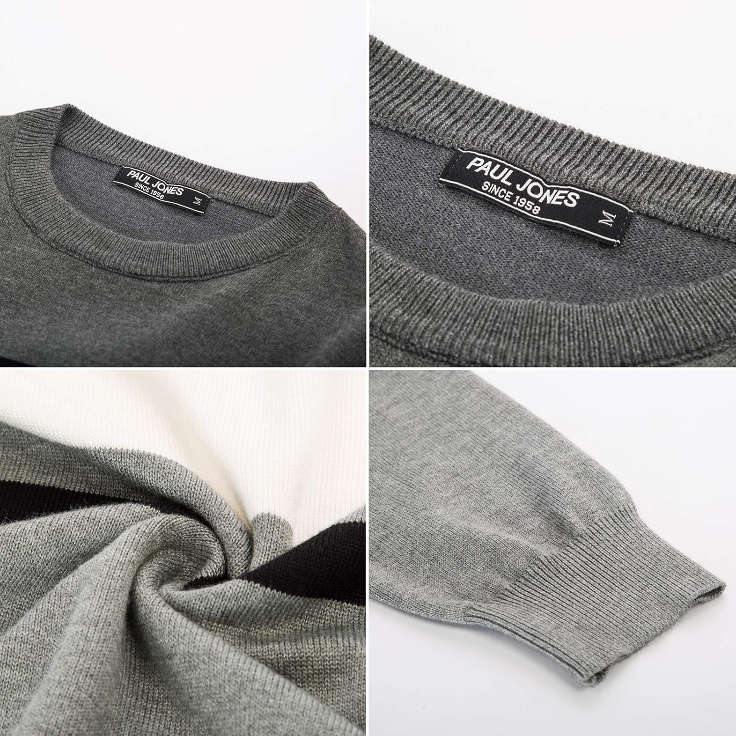 PJ PAUL JONES Mens Striped Pullover Sweater Crewneck Contrast Fine Knitted Sweaters - Image 4