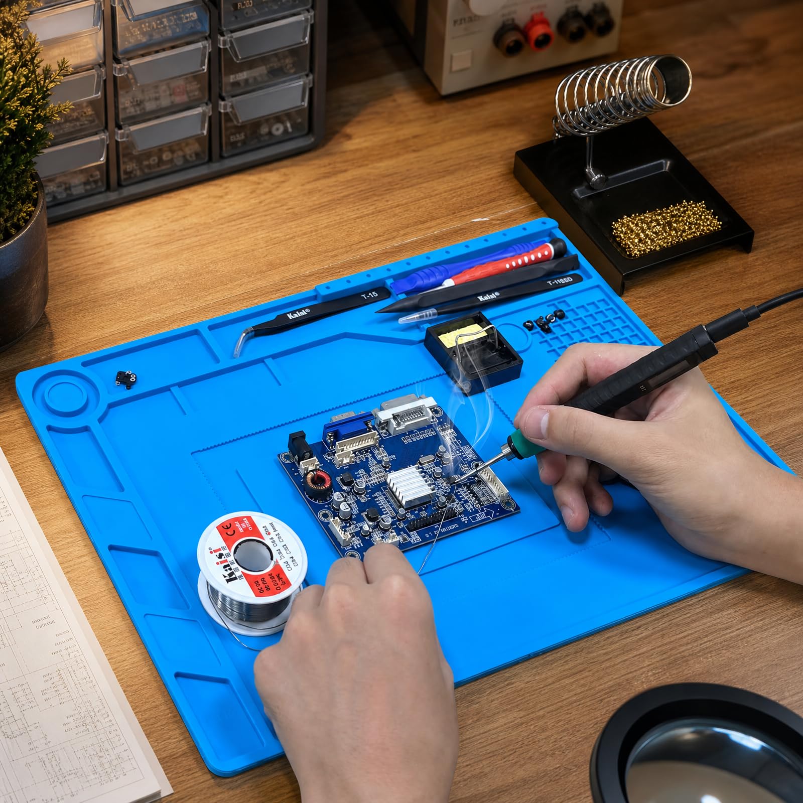 Kaisi Soldering Mat,15.35" x 10.6" Inch Heat Resistant Silicone Work Mat — Amazon image 7