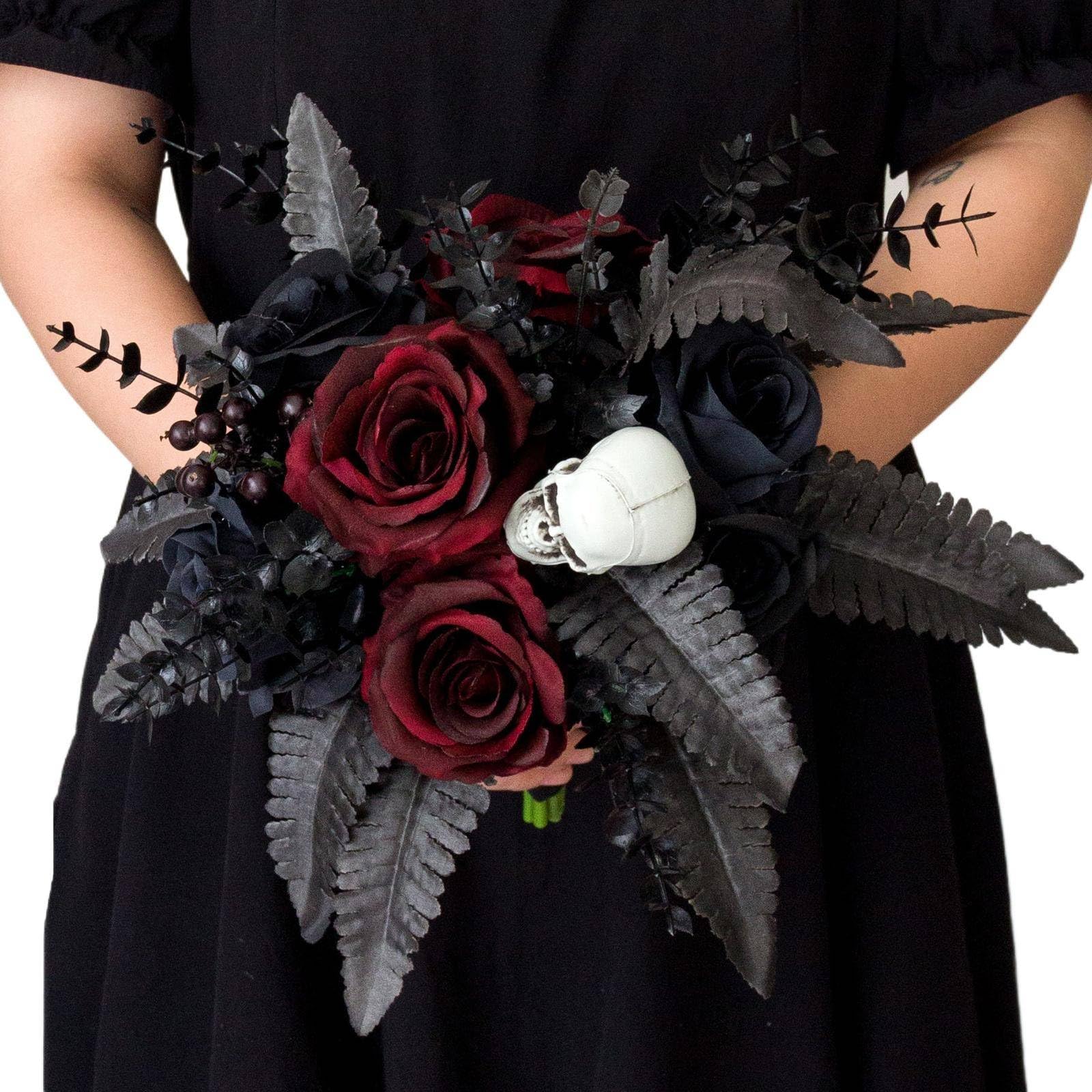 34 * 35cmDark Wedding Bouquet, Gothic Style Bridal Bouquet, Black Rose Bouquet