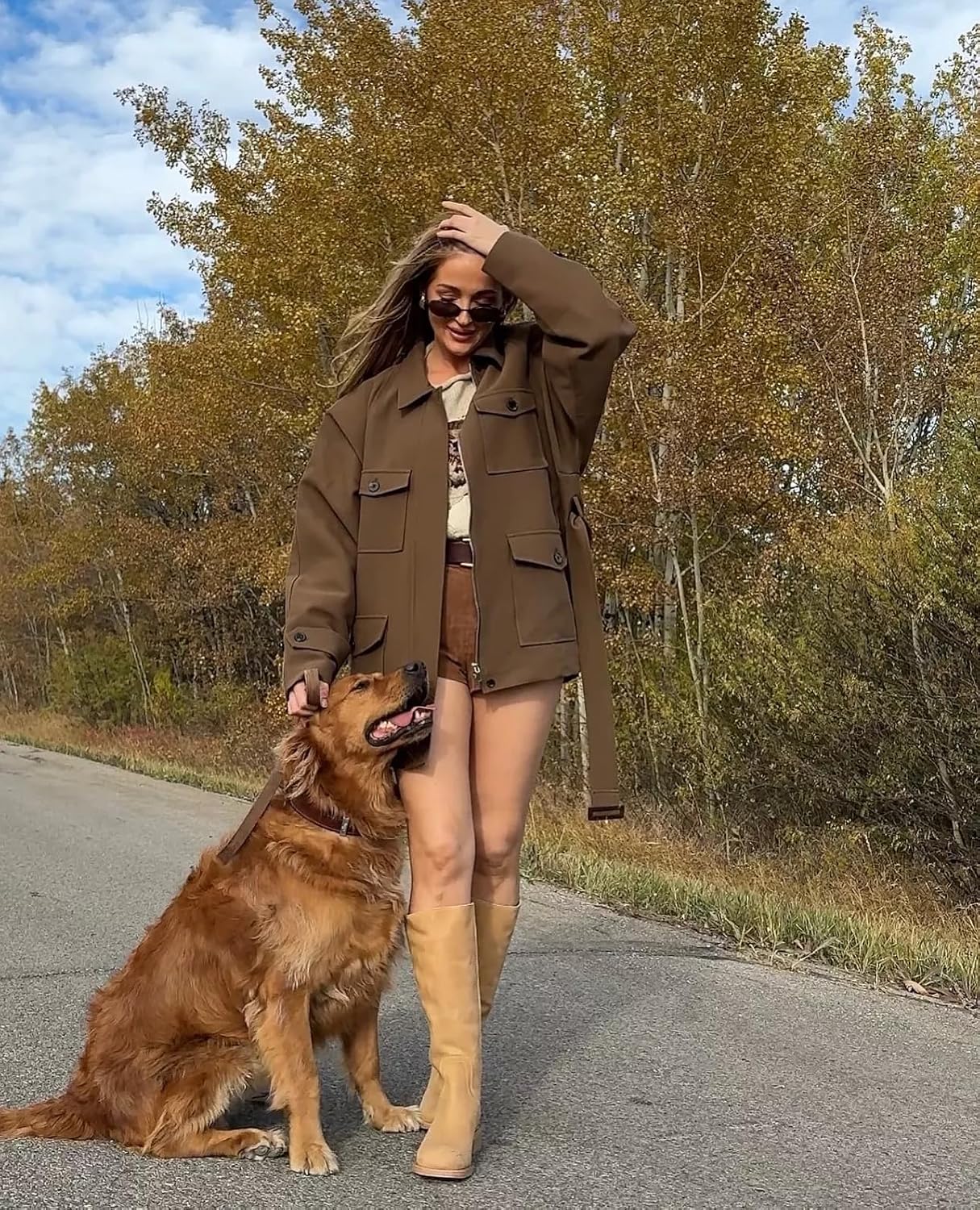 Women's Knee High Riding Boots Round Toe Block Heel Fashion Motorcycle Booties Side Zipper Wide Calf Biker Riding Boots with Studs - Image 3