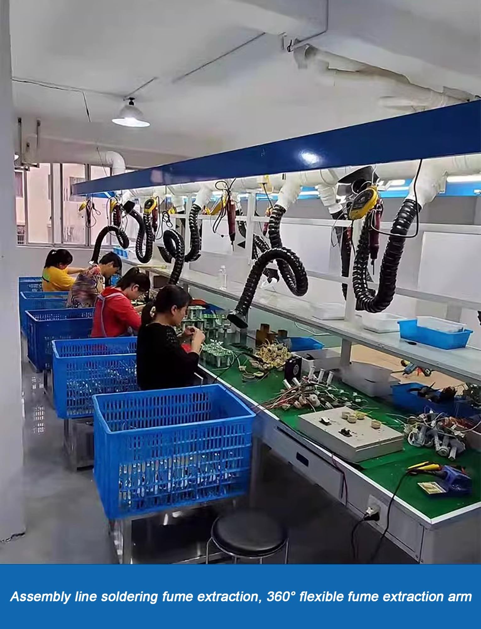 Flexibler Rauchabsaugarm, Industrieller Gelenkrauchschlauch zur Schweißrauchabsaugung, Löten, Werkstattbelüftung(Dia7.5cm,L200cm)