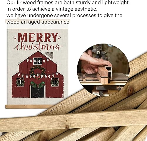 Miniatura 4 de Paquete de 2 impresiones de arte de pared de feliz Navidad con marco para colgar en la pared colorido póster festivo para colgar en la pared diseño