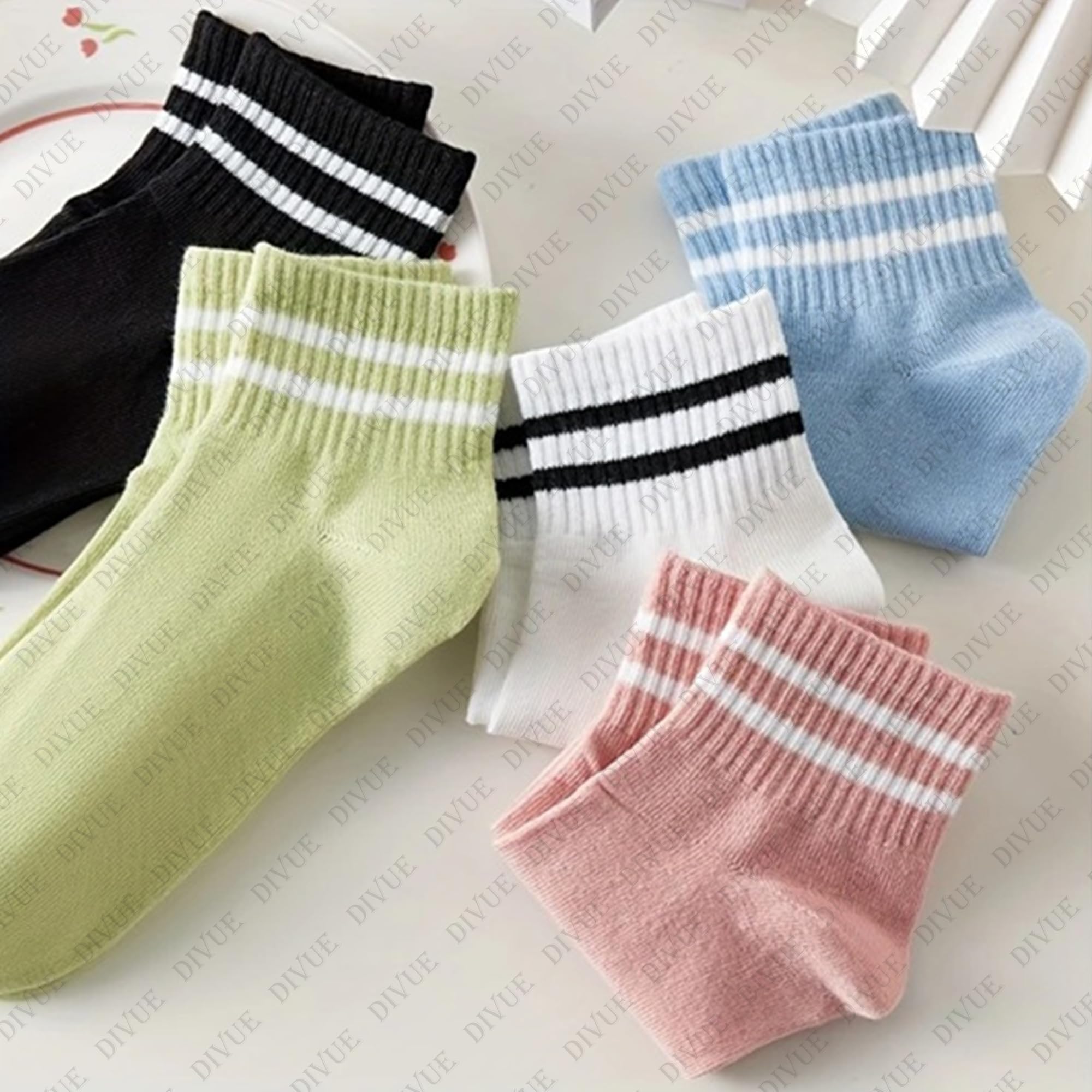 VAIDUE Girls & Women Ankle Length Cotton Socks Pack of 5 Combo | Soft Breathable Multi-Color Casual Socks for Daily Use | Comfortable Stretch Fit, Durable, Lightweight Stylish Design for Daily Wearing 1