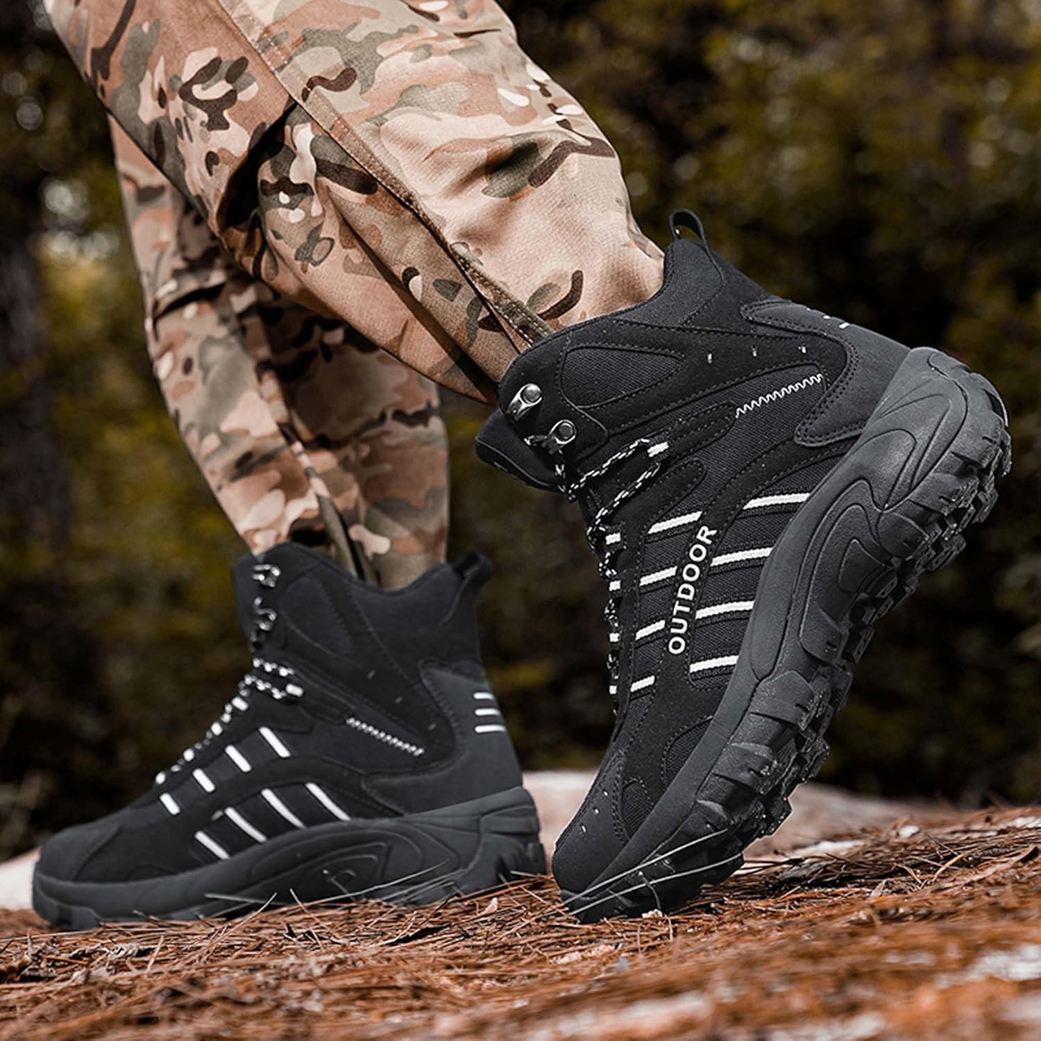Men's Hiking Tactical Boots High Top Outdoor Off-Road Jungle Hunting Boots Waterproof Wear-Resistant Walking Backpacks Camping Mountain Climbing Shoes