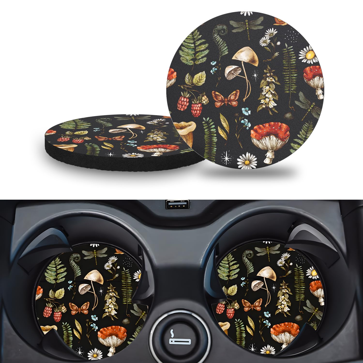 Car Cup Holder Coasters, 2 Pack – 2.75" Universal Auto Anti-Slip Insert Coaster, Rubber Car Coasters, Personalized Car Accessories for Women & Men (