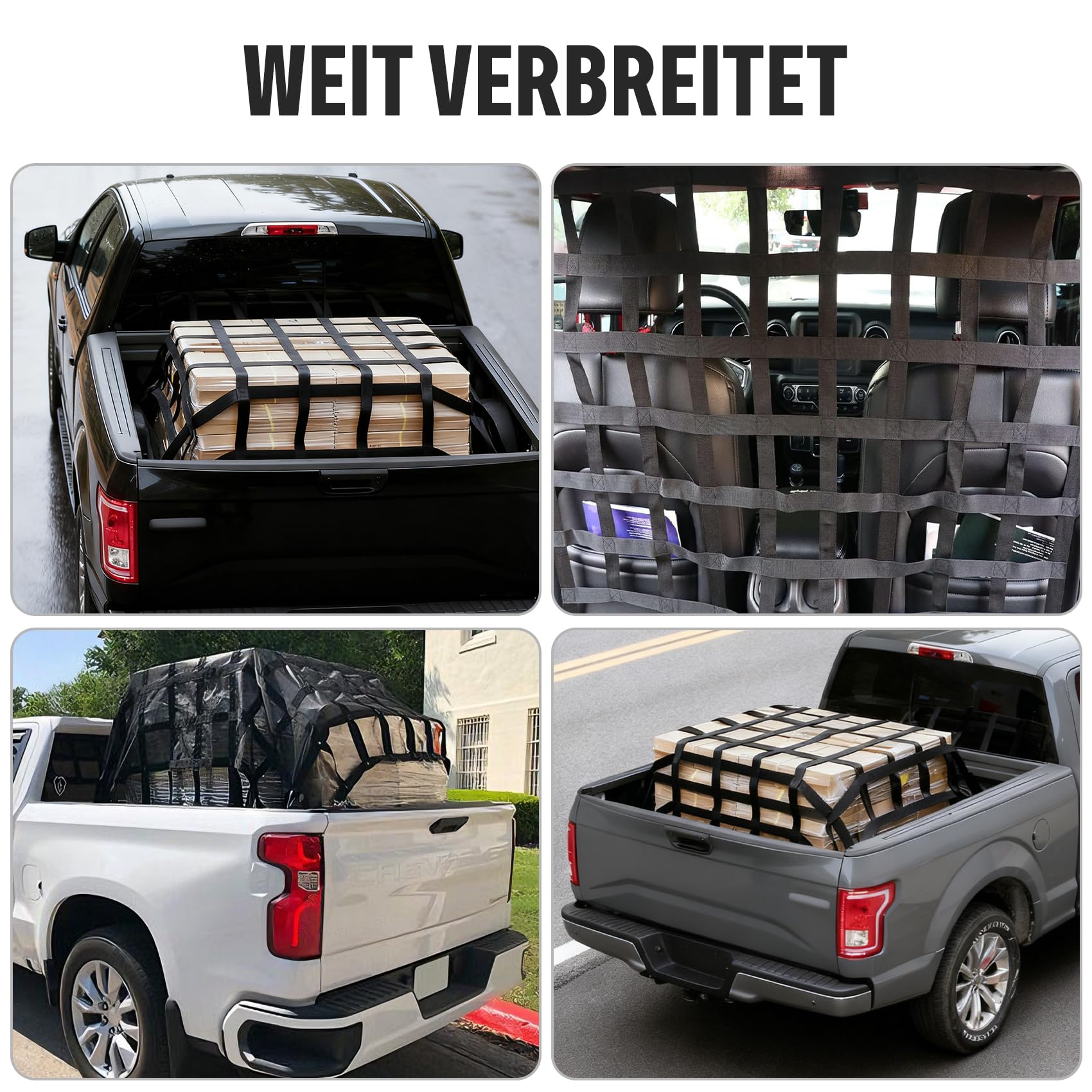 KOMCLUB Red de Malla Reforzada para Caja de camioneta Pickup | Accesorio de seguridad vial, impide que los objetos salgan despedidos en la carretera