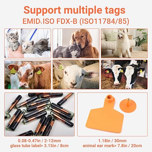 Miniatura 15 de Tera Escáner de lector de microchip para mascotas con anillo en D RFID Escáner portátil de identificación de chip animal con pantalla OLED Escáner