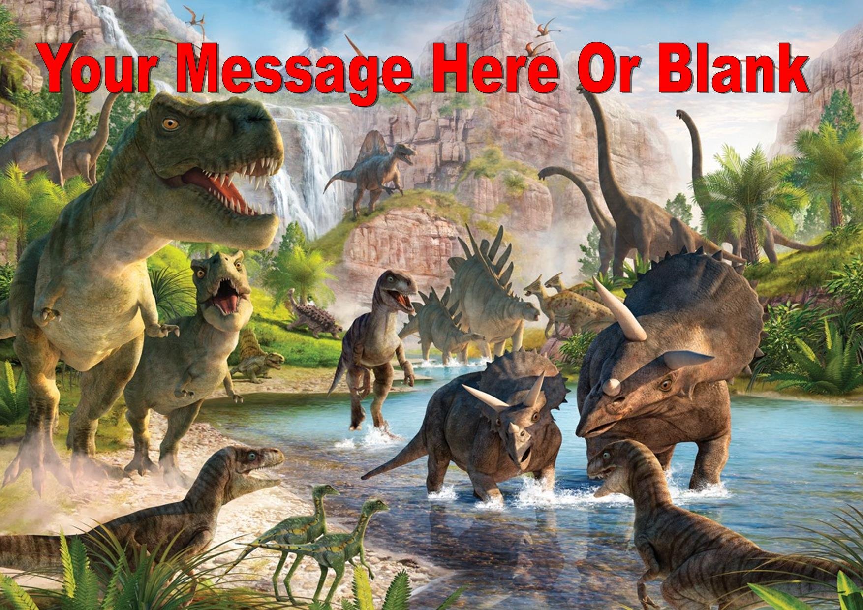 Personalised A4 Cake Topper (or Smaller on Request) on Icing - Mixed Dinosaur