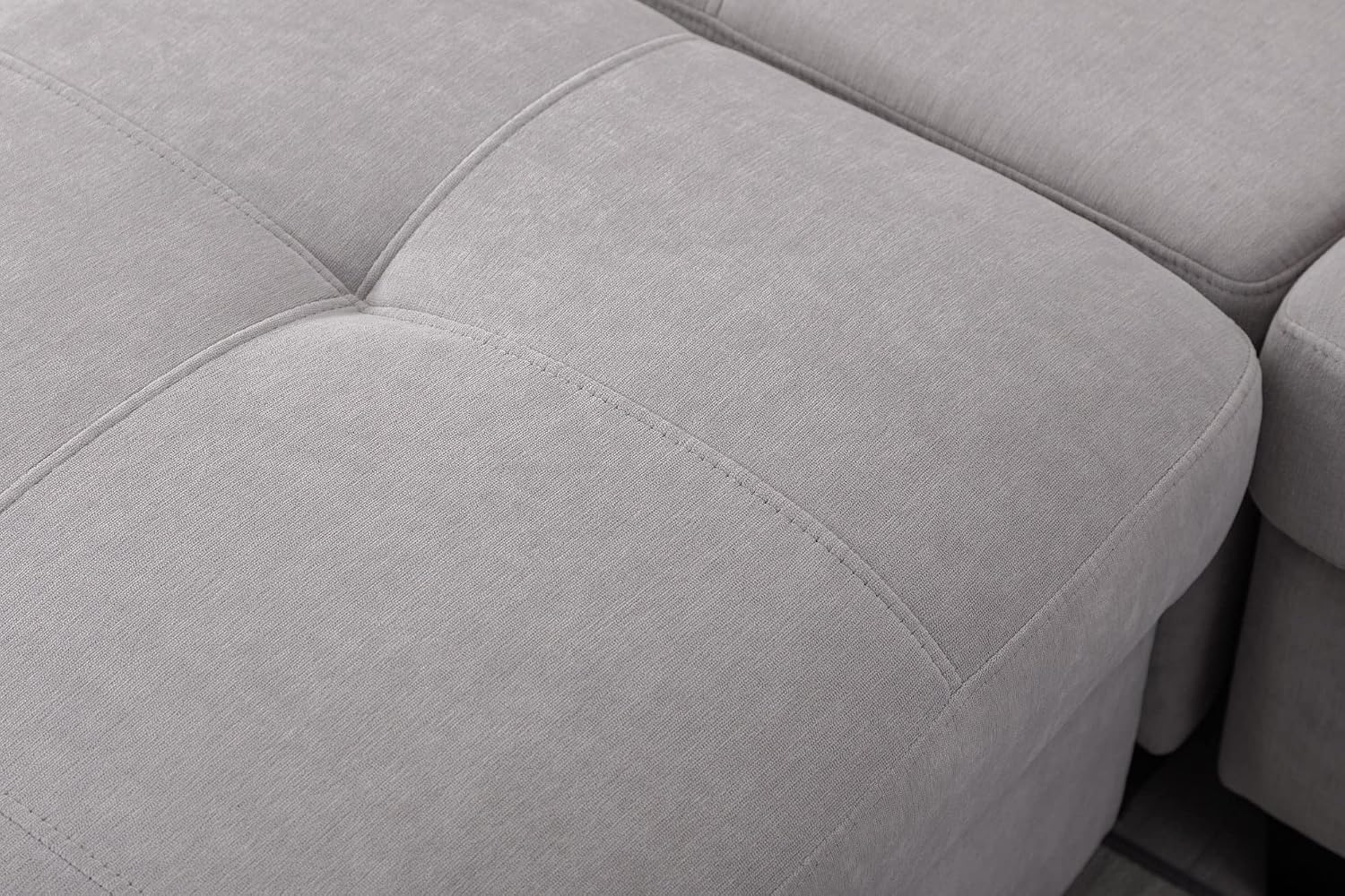 Aeffze Love Seat Sofa with Storage Ottoman Convertible Velvet 2 Seater Modular Sectional Modern Reversible Couch for Living Room Apartment Small Space (Light Grey) F8001
