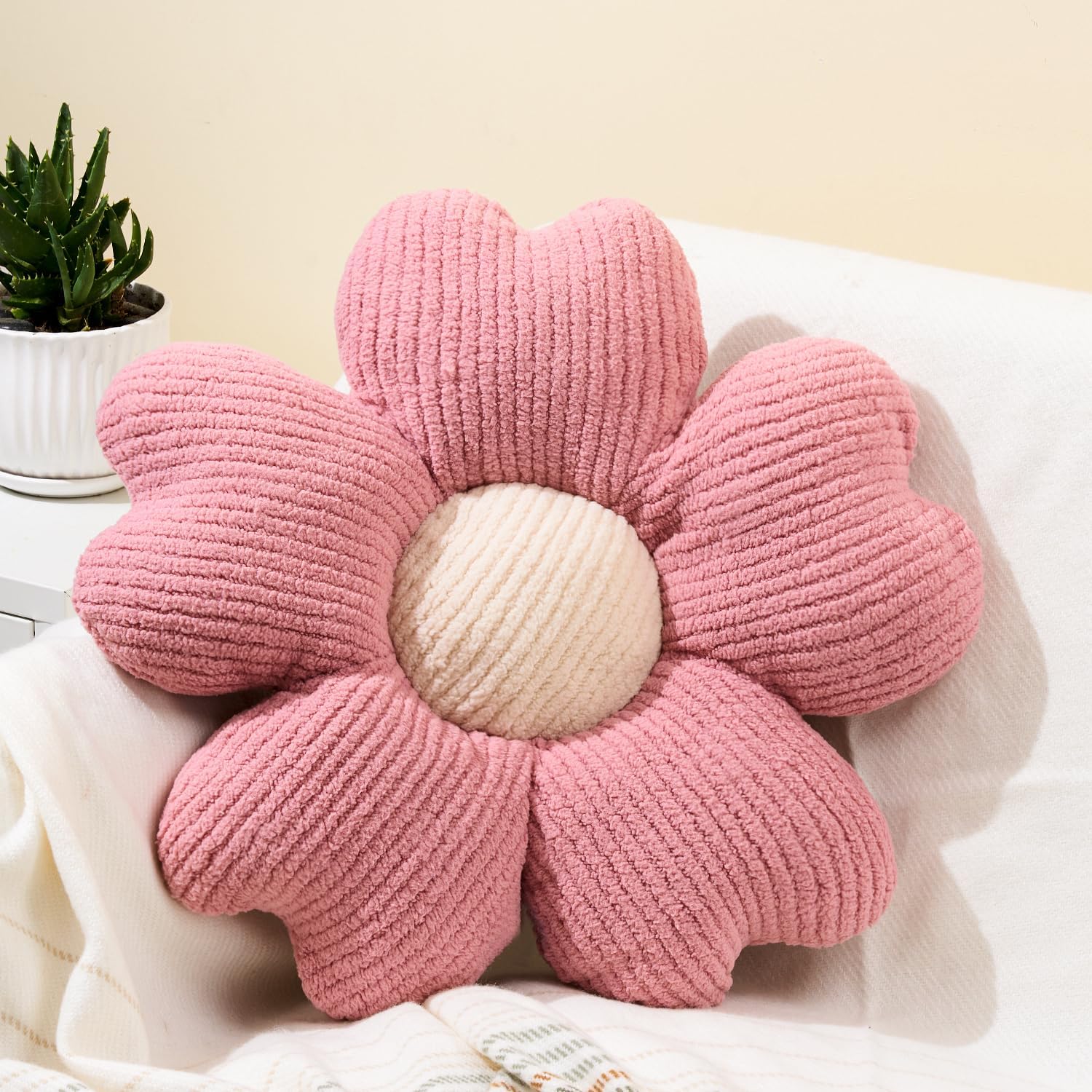 Sioloc Flower Throw Pillow,Floor Cushion, Seat Cushion, Cute Flower Pillow, Aesthetic Pillow as Room Decor