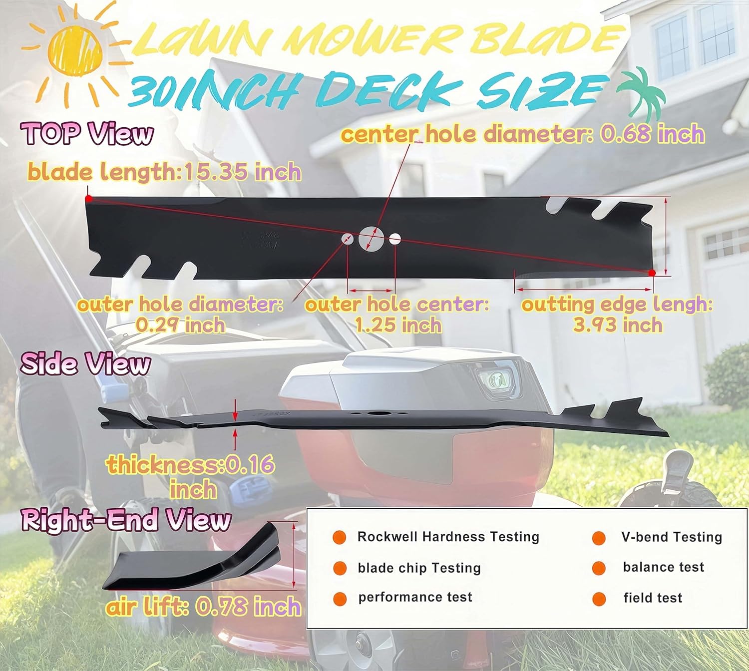 BGD】 2 Pack 30" Deck Mulching Lawn Mower Blades, for Toro & Exmark Walk-Behind Lawn Mowers, Replaces Part Numbers 120-9500-03 116-6358-03 120-9500 20120 20120P, Fits Toro 20199 20200 20975 Wait