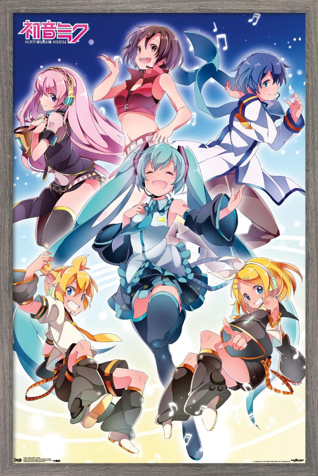Trends International Hatsune Miku - Group Wall Poster, 14.725" x 22.375", Barnwood Framed Version