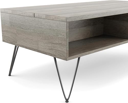 Miniatura 5 de SIMPLIHOME Hunter SOLID MANGO - Mesa auxiliar rectangular de madera y metal de 48 pulgadas de ancho y contemporánea industrial en gris para sala de
