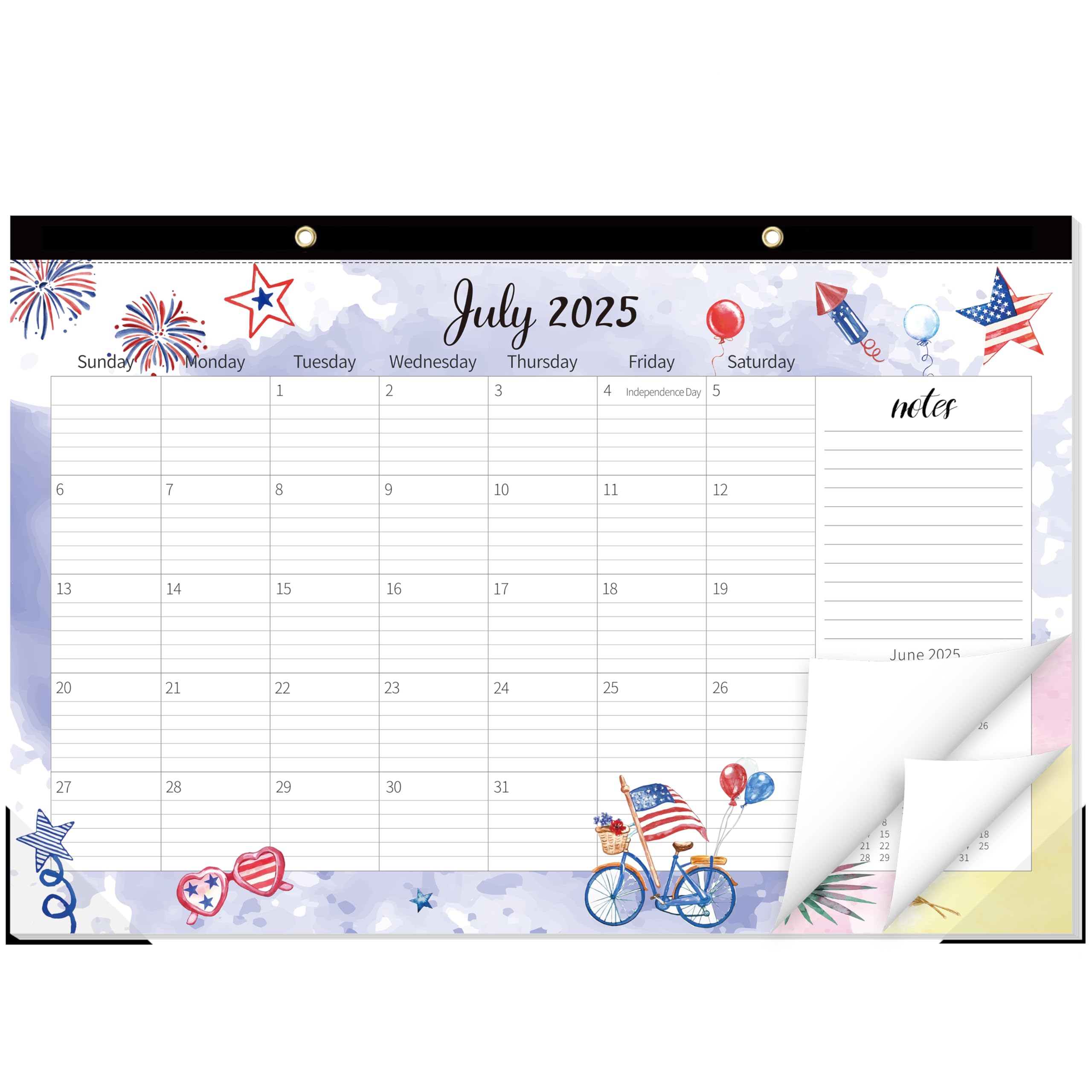 GuassLee Calendario da scrivania extra large 2025-2026, 19 mesi, 50,8 x 76,2 cm, da giugno 2025 a dicembre 2026, grande agenda mensile con design ad acquerello per ufficio, scuola e casa